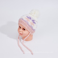 children's knitted hat with snowflake jacquard pattern